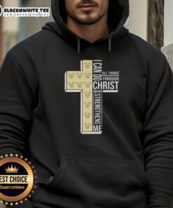 Alt Text: Vanderbilt Commodores football cross hoodie with 'I can do all things through Christ who strengthens me' design.