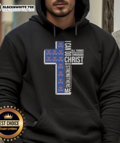 Alt Text: Virginia Cavaliers football cross hoodie featuring 'I Can Do All Things Through Christ Who Strengthens Me' design.