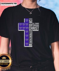 Happy I Can Do All Things Through Christ Who Strengthens Me Washington Huskies football women's tee shirt design.