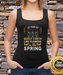 Happy tank top with floral design, inspiring joy to burst forth like flowers in the spring, perfect for casual wear.