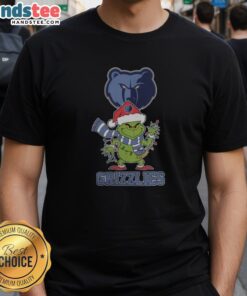Happy Memphis Grizzlies Christmas Grinch wearing Santa hat on holiday 2025 T-shirt design, festive sports apparel.