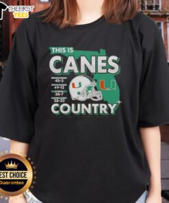 Happy Miami Hurricanes ladies tee featuring Florida map design, celebrating Canes Country spirit and style.