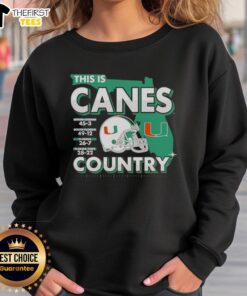 Alt Text: Happy Miami Hurricanes sweatshirt featuring a Florida map, perfect for Canes Country fans and sports enthusiasts.