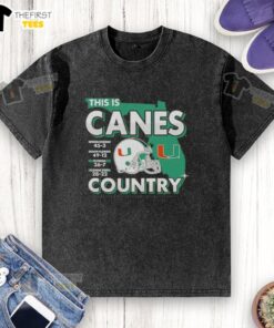 Happy Miami Hurricanes fans wearing a Florida map washed t-shirt, celebrating their team spirit in Canes Country.