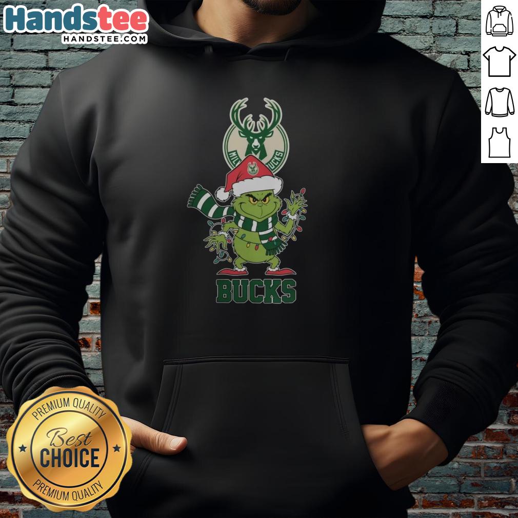 happy-milwaukee-bucks-christmas-grinch-santa-hat-holiday-2025-hoodie Happy Milwaukee Bucks Christmas hoodie with Grinch design and Santa hat for the holiday season 2025.