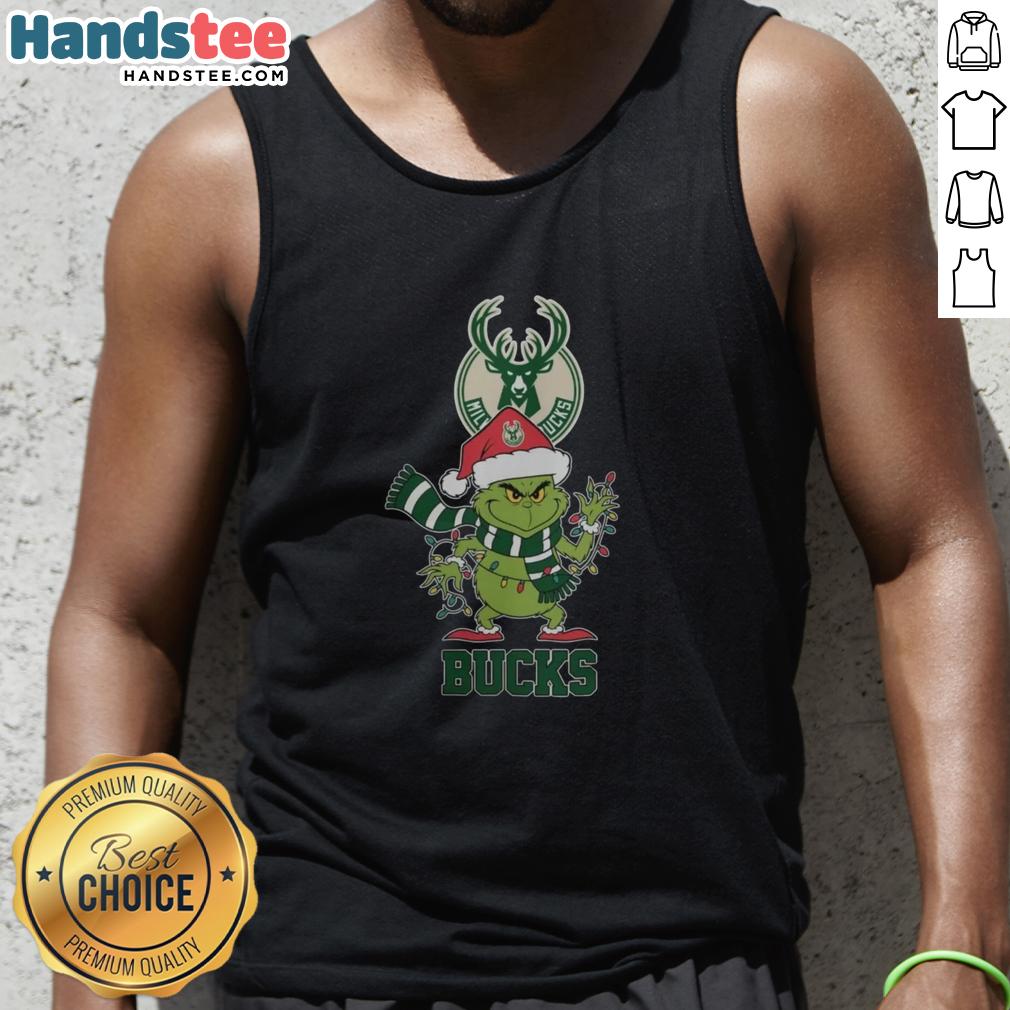happy-milwaukee-bucks-christmas-grinch-santa-hat-holiday-2025-tank-top Happy Milwaukee Bucks Christmas tank top featuring Grinch in Santa hat, perfect holiday apparel for fans in 2025.