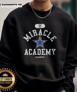 Alt Text: Happy NFL Dallas Cowboys fans wearing Nahmias sweatshirt, celebrating team spirit at a game day event.