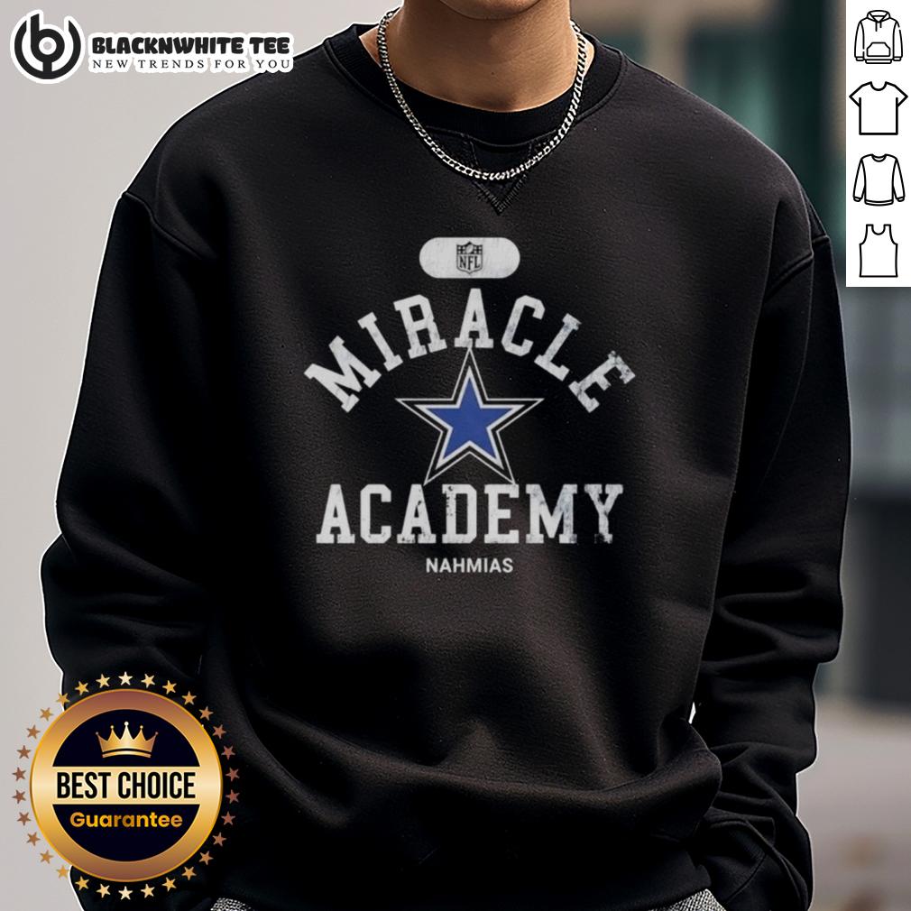 Happy Nfl Dallas Cowboys Miracle Academy Nahmias Sweatshirt Alt Text: Happy NFL Dallas Cowboys fans wearing Nahmias sweatshirt, celebrating team spirit at a game day event.