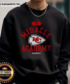 Happy NFL Kansas City Chiefs sweatshirt from Miracle Academy by Nahmias, featuring vibrant team colors and logo design.