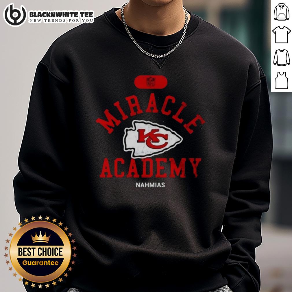 Happy Nfl Kansas City Chiefs Miracle Academy Nahmias Sweatshirt Happy NFL Kansas City Chiefs sweatshirt from Miracle Academy by Nahmias, featuring vibrant team colors and logo design.