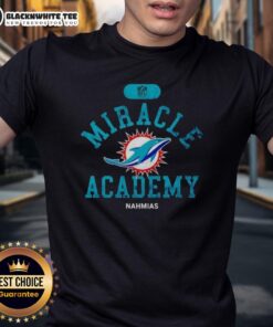 Happy NFL Miami Dolphins Miracle Academy Nahmias T-Shirt featuring vibrant colors and team logo, perfect for fans.