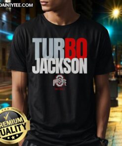 Happy Ohio State Buckeyes Football Bo Jackson Turbo T-Shirt featuring vibrant graphics and comfortable fit for fans.