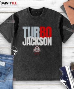 Happy Ohio State Buckeyes football fans wearing Bo Jackson Turbo Washed T-Shirt, showcasing team spirit and style.