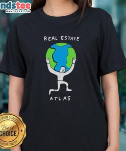 Happy Real Estate Atlas Planet Earth Ladies Tee featuring a vibrant design celebrating global real estate connections.