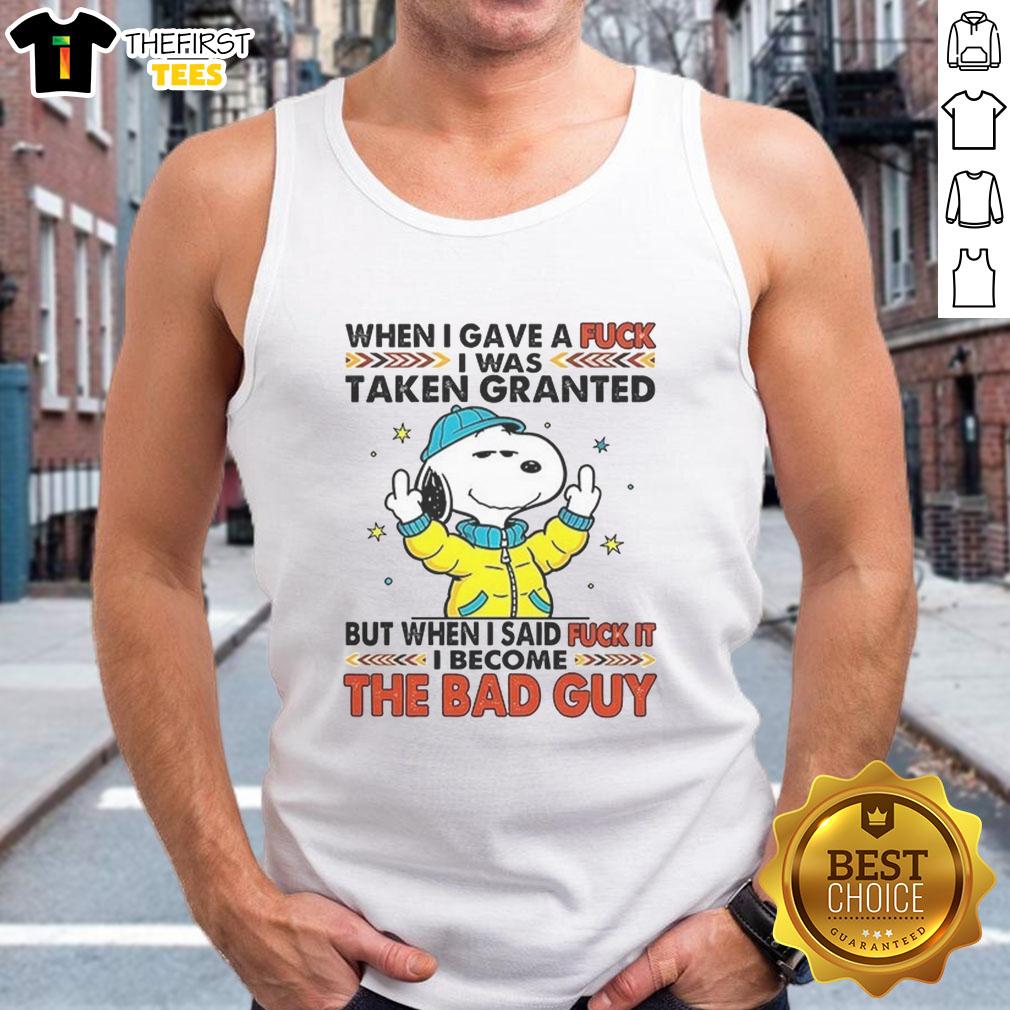 happy-snoopy-when-i-gave-a-fck-i-was-taken-granted-tank-top Alt Text: Happy Snoopy wearing a tank top with 'When I Gave A F*ck I Was Taken' design, perfect for casual summer outfits.