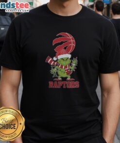 Happy Toronto Raptors Christmas Grinch Santa Hat Holiday 2025 T-Shirt featuring festive design and team colors.