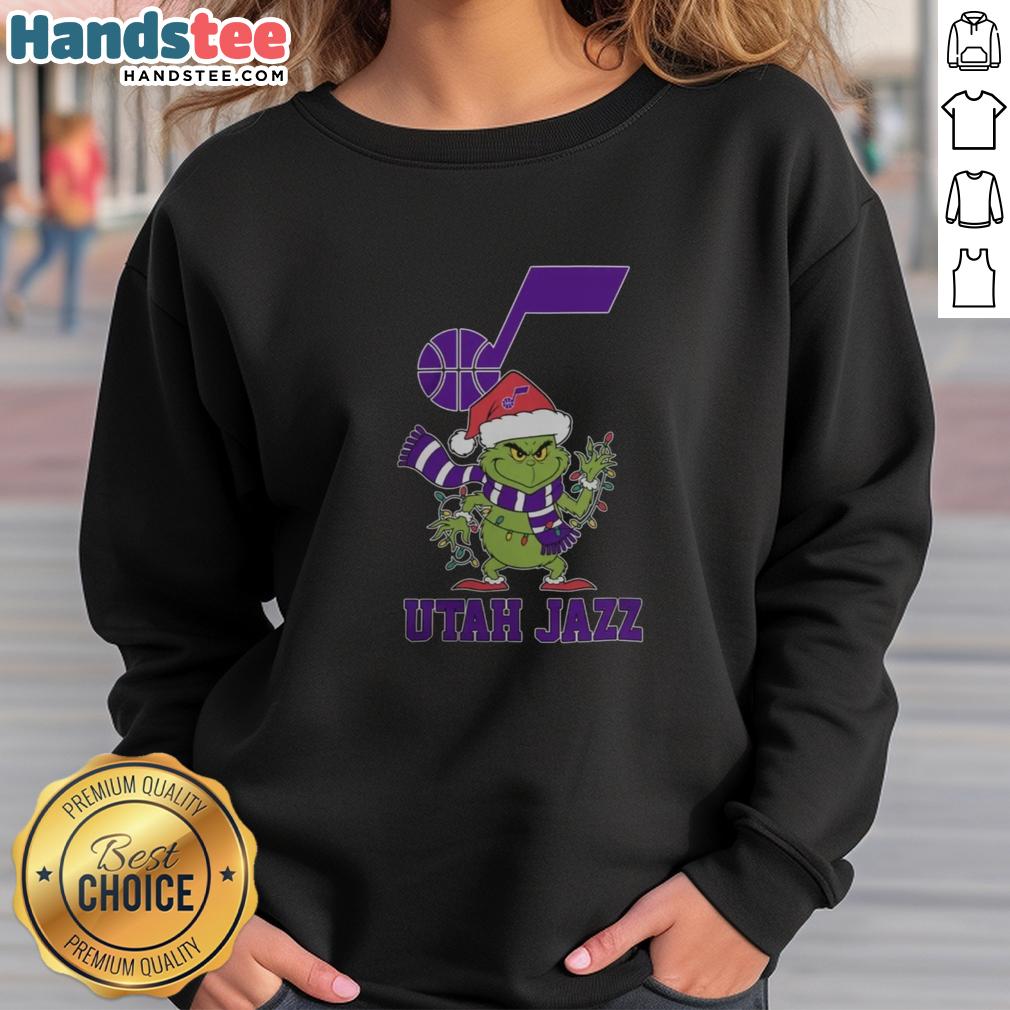 happy-utah-jazz-christmas-grinch-santa-hat-holiday-2025-sweatshirt Happy Utah Jazz Christmas Grinch Santa Hat Holiday 2025 T-Shirt - Image 5