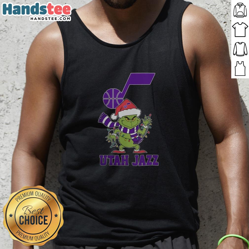 happy-utah-jazz-christmas-grinch-santa-hat-holiday-2025-tank-top Happy Utah Jazz Christmas Grinch Santa Hat Holiday 2025 T-Shirt - Image 4
