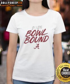 Hot Alabama Crimson Tide Bowl Bound 2025 ladies tee featuring vibrant team colors and stylish design for fans.