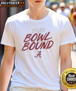 Alt Text: Hot Alabama Crimson Tide Bowl Bound 2025 T-Shirt featuring bold graphics and team colors for passionate fans.