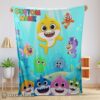 Hot Baby Shark & Friends Poster Rainbow Text Blanket Fleece Customized Blanket