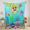 Hot Baby Shark & Friends Poster Yellow Text Blanket Fleece Customized Blanket