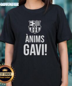 Hot Barcelona Anims Gavi Support 2025 Ladies Tee featuring vibrant design and team colors for fans.