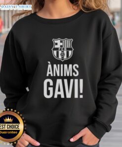 Alt Text: Hot Barcelona Anims Gavi Support 2025 Sweatshirt featuring vibrant design, perfect for fans of FC Barcelona.