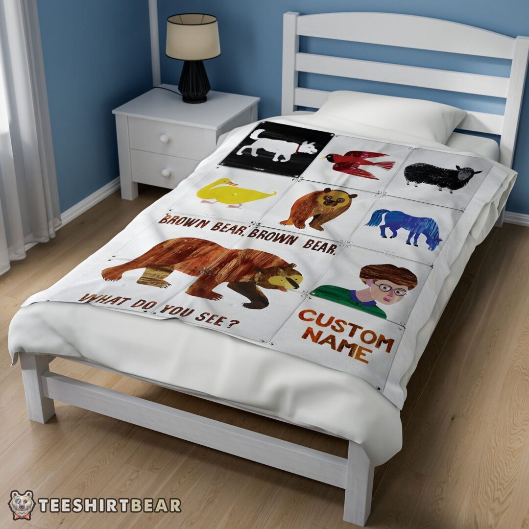 Hot Brown Bear Brown Bear What Do You See Blanket Fleece Customized Blanket-mk-02