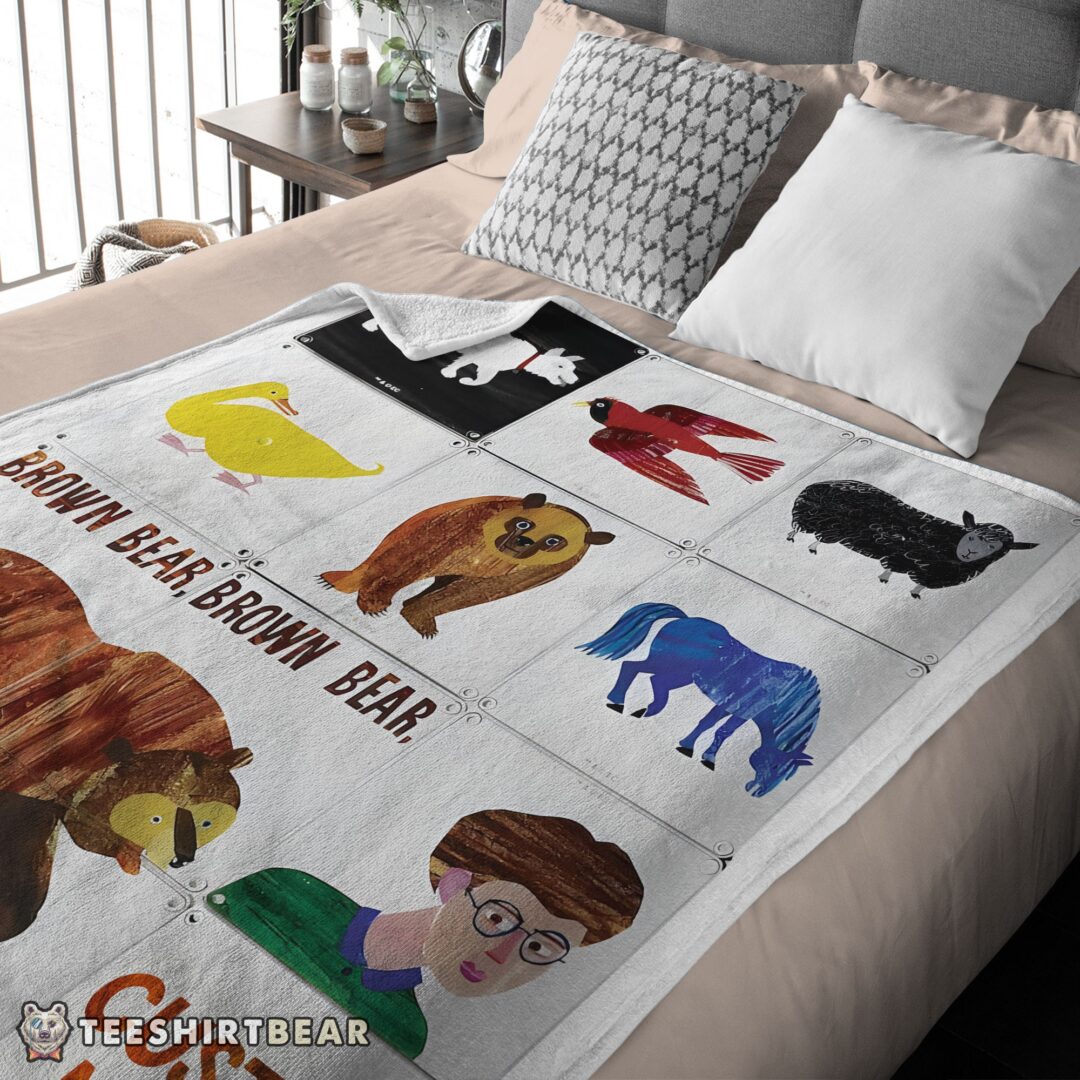 Hot Brown Bear Brown Bear What Do You See Blanket Fleece Customized Blanket-mk-03