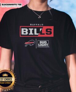 Alt Text: Hot Bud Light Buffalo Bills team ladies tee featuring vibrant colors and logo, perfect for game day style.