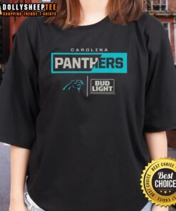 Hot Bud Light Carolina Panthers Team Ladies Tee featuring vibrant team colors and logo, perfect for game day apparel.