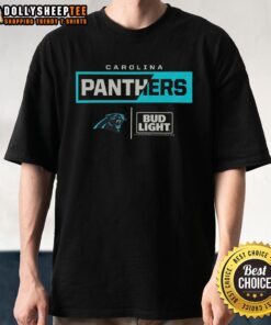 Hot Bud Light Carolina Panthers Team T-Shirt featuring vibrant team colors and logo, perfect for game day attire.