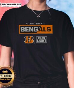 Hot Bud Light Cincinnati Bengals team ladies tee featuring team colors and logo, perfect for game day style.