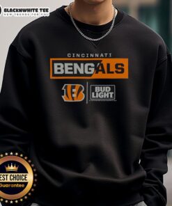 Hot Bud Light Cincinnati Bengals team sweatshirt featuring vibrant team colors and logo, perfect for game day.