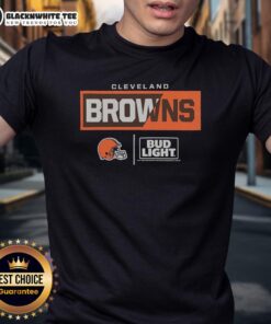 Alt Text: Hot Bud Light Cleveland Browns team t-shirt featuring bold graphics, perfect for fans and game day celebrations.