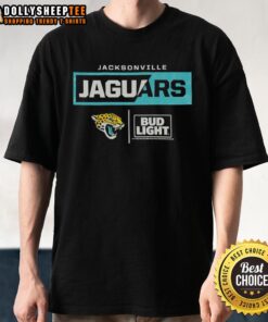 Hot Bud Light Jacksonville Jaguars team t-shirt featuring bold graphics, perfect for fans and tailgating events.