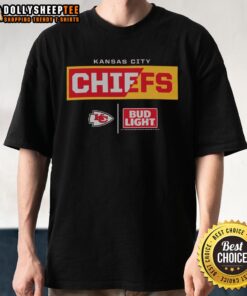 Hot Bud Light Kansas City Chiefs team t-shirt featuring bold graphics and vibrant colors for fans and game day wear.