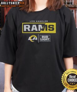 Hot Bud Light Los Angeles Rams Team Ladies Tee featuring vibrant team colors and stylish design for female fans.