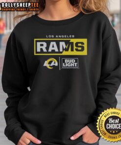 Hot Bud Light Los Angeles Rams team sweatshirt showcasing vibrant colors and logo, perfect for game day attire.