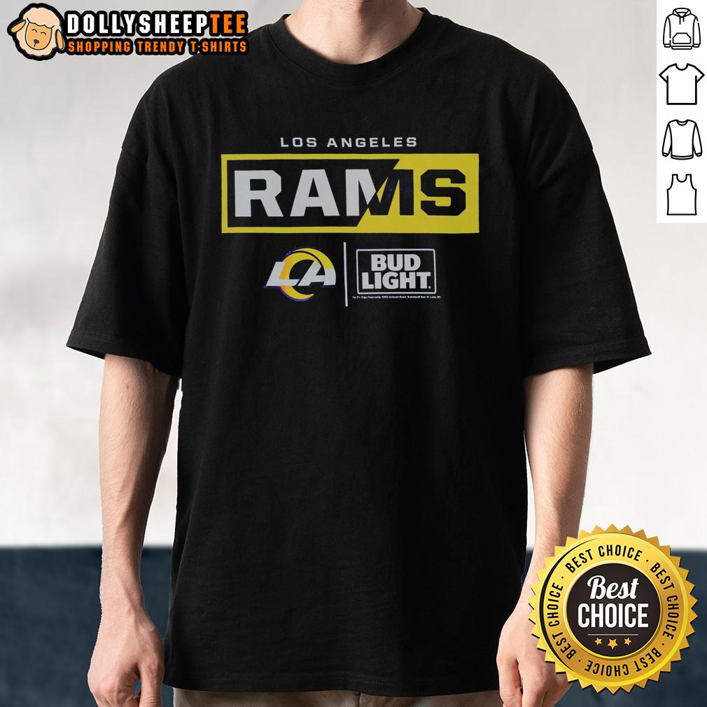 Hot Bud Light Los Angeles Rams Team T Shirt Alt Text: Hot Bud Light Los Angeles Rams team t-shirt featuring vibrant colors and logo, perfect for game day attire.