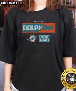 Hot Bud Light Miami Dolphins ladies tee featuring vibrant team colors and logo, perfect for game day or casual wear.