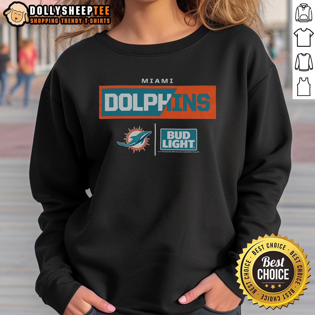 Hot Bud Light Miami Dolphins Sweatshirt Hot Bud Light Miami Dolphins sweatshirt featuring vibrant team colors, perfect for game day and sports fans.