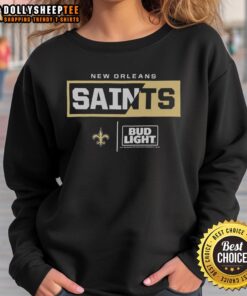 Hot Bud Light New Orleans Saints team sweatshirt featuring bold logo and comfortable design for fans.