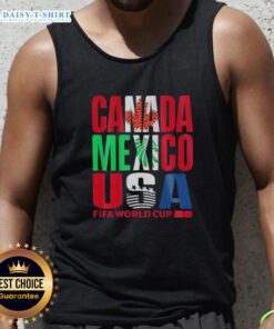 Stylish Hot Canada Mexico USA FIFA World Cup 2026 tank top design featuring vibrant colors and sporty graphics.