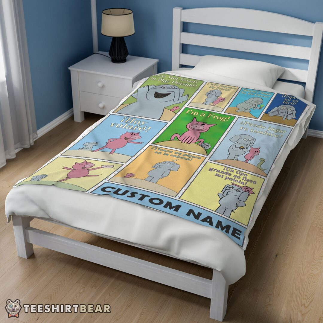Hot Cartoon Elephant & Piggie Blanket Fleece Customized Blanket