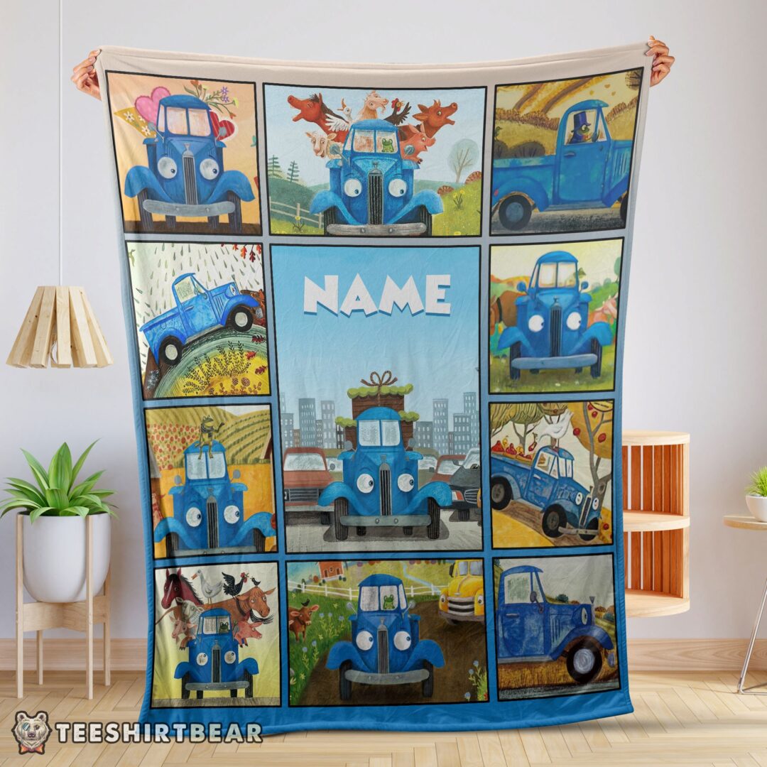 Hot Cartoon Little Blue Truck Cute Blanket Fleece Customized Blanket