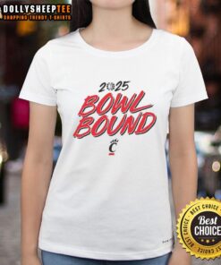 Hot Cincinnati Bearcats Bowl Bound 2025 ladies tee featuring vibrant team colors and stylish design.