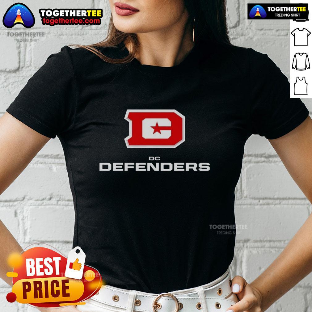 Hot Dc Defenders Lockup Logo Ladies Tee Hot DC Defenders Lockup Logo on a stylish ladies tee, perfect for fans showcasing team spirit and style.