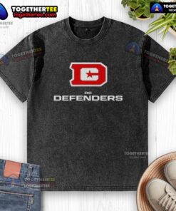 Hot DC Defenders lockup logo on a washed t-shirt, perfect for fans of the DC Defenders team merchandise.